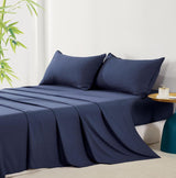 Bamboo Microfibre Sheet Set - Navy - King Single - Front View