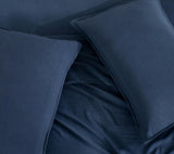 Vintage Washed Microfibre Sheet Set with 1 Pillowcase - Navy - King Single - Side View