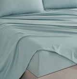 Vintage Washed Microfibre Sheet Set with 1 Pillowcase - Seafoam - King Single - Side View