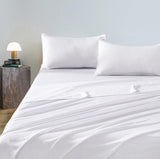 Vintage Washed Microfibre Sheet Set with 1 Pillowcase - White - King Single - Front View