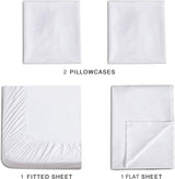 Vintage Washed Microfibre Sheet Set with 1 Pillowcase - White - King Single - Rear View