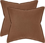 Linen Cushion Covers - 30% Linen 70% Cotton Blend, Soft & Breathable with Hidden Zipper Design - Cocoa Brown, 45cm x 45cm (Twin Pack) - Front View