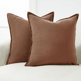 Linen Cushion Covers - 30% Linen 70% Cotton Blend, Soft & Breathable with Hidden Zipper Design - Cocoa Brown, 45cm x 45cm (Twin Pack) - Side View