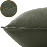 Linen Cushion Covers - 30% Linen 70% Cotton Blend, Soft & Breathable with Hidden Zipper Design - Khaki Green, 30cm x 50cm (Twin Pack) - Side View