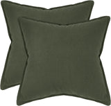 Linen Cushion Covers - 30% Linen 70% Cotton Blend, Soft & Breathable with Hidden Zipper Design - Khaki Green, 45cm x 45cm (Twin Pack) - Front View