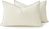 Linen Cushion Covers - 30% Linen 70% Cotton Blend, Soft & Breathable with Hidden Zipper Design - Linen, 30cm x 50cm (Twin Pack)