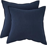 Linen Cushion Covers - 30% Linen 70% Cotton Blend, Soft & Breathable with Hidden Zipper Design - Navy Blue, 45cm x 45cm (Twin Pack) - Front View