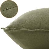 Linen Cushion Covers - 30% Linen 70% Cotton Blend, Soft & Breathable with Hidden Zipper Design - Olive Green, 30cm x 50cm (Twin Pack) - Side View