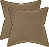 Linen Cushion Covers - 30% Linen 70% Cotton Blend, Soft & Breathable with Hidden Zipper Design - Tan, 45cm x 45cm (Twin Pack) - Front View