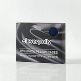 Satin Pillowcases - Silky Soft Polyester Satin with Zipper Closure - Navy Blue, 48cm x 73cm (Twin Pack) - Top-Down View