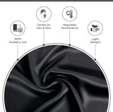 Luxury Pillowcase - 100% Pure Mulberry Silk on Both Sides - Black - Side View