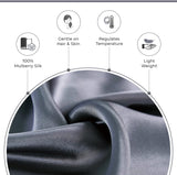 Luxury Pillowcase - 100% Pure Mulberry Silk on Both Sides - Charcoal - Front View