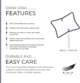 Luxury Pillowcase - 100% Pure Mulberry Silk on Both Sides - Charcoal - Top-Down View