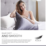 Luxury Pillowcase - 100% Pure Mulberry Silk on Both Sides - Charcoal - Rear View