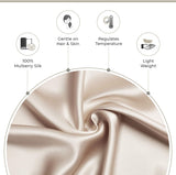 Luxury Pillowcase - 100% Pure Mulberry Silk on Both Sides - Champagne - Side View