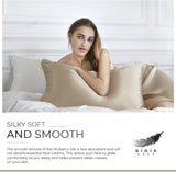 Luxury Pillowcase - 100% Pure Mulberry Silk on Both Sides - Champagne - Rear View