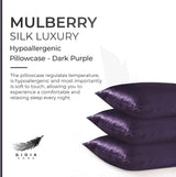 Luxury Pillowcase - 100% Pure Mulberry Silk on Both Sides - Dark Purple - Front View