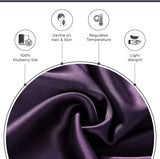 Luxury Pillowcase - 100% Pure Mulberry Silk on Both Sides - Dark Purple - Side View