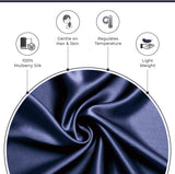 Luxury Pillowcase - 100% Pure Mulberry Silk on Both Sides - Navy - Side View