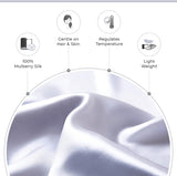 Luxury Pillowcase - 100% Pure Mulberry Silk on Both Sides - Silver - Side View