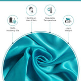Luxury Pillowcase - 100% Pure Mulberry Silk on Both Sides - Teal - Side View