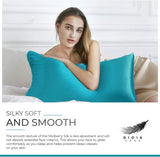 Luxury Pillowcase - 100% Pure Mulberry Silk on Both Sides - Teal - Rear View