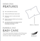 Luxury Pillowcase - 100% Pure Mulberry Silk on Both Sides - White - Top-Down View