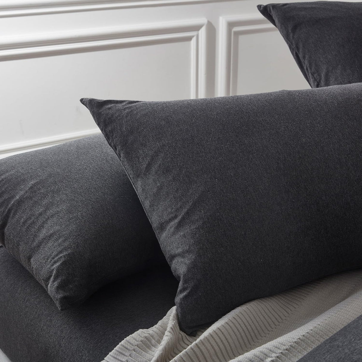 100% Jersey Cotton Quilt Cover Set - Black Marble - Super King