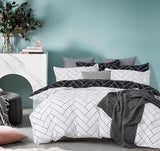 Print Microfibre Quilt Cover Set (3Pcs) - Ultra Soft, Comfy, Luxurious Duvet Cover with Zipper Closure - Elegant Design Quilt Cover Set for Bedding - Glen - Super King Size - Front View