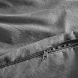 Vintage Washed Microfibre Quilt Cover Set (3Pcs) - Grey - Super King Size - Side View