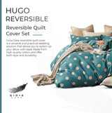 100% Cotton Hugo Reversible Printed Quilt Cover Set - Super King Size - Front View