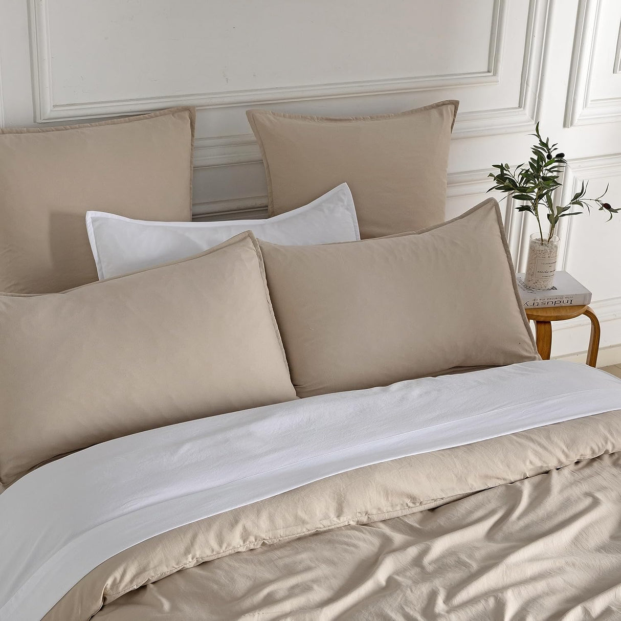 Vintage Washed Microfibre Quilt Cover Set (3Pcs) - Linen - Super King Size