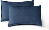 Vintage Washed Microfibre Quilt Cover Set (3Pcs) - Navy - Super King Size - Low Angle