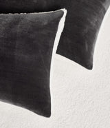 2-in-1 Teddy Sherpa Quilt Cover Set (Charcoal, Super King) - Rear View