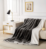 2-in-1 Teddy Sherpa Quilt Cover Set (Charcoal, Super King) - Close-Up Angle