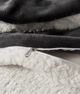 2-in-1 Teddy Sherpa Quilt Cover Set (Charcoal, Super King) - Low Angle