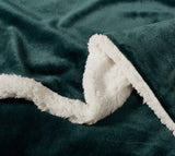2-in-1 Teddy Sherpa Quilt Cover Set (Emerald Green, Super King) - Side View