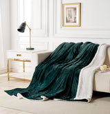 2-in-1 Teddy Sherpa Quilt Cover Set (Emerald Green, Super King) - Low Angle