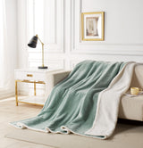 2-in-1 Teddy Sherpa Quilt Cover Set (Sage Green, Super King) - Low Angle