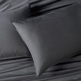 100% Cotton Vintage Washed Bed Quilt Cover Set - Charcoal - Super King Size - Side View