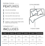 100% Cotton Vintage Washed Bed Quilt Cover Set - Dark Indigo - Super King Size - 45-Degree Angle