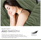 100% Cotton Vintage Washed Bed Quilt Cover Set - Khaki Green - Super King Size - Low Angle