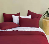 Twin Pack Vintage Washed Microfibre Standard Pillowcase (Burgundy, Standard) - Front View