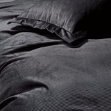Set of 2 Super Soft Corduroy Velvet Standard Pillowcase - Charcoal - Front View
