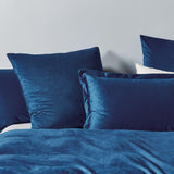 Set of 2 Super Soft Corduroy Velvet Standard Pillowcase - Navy Blue - Front View