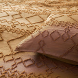 100% Premium Microfibre Tufted Standard Pillowcases - Set of 2 Luxurious Standard Pillow Cover with Elegant Design - Caramel - Front View