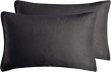 Teddy Sherpa Twin-Pack Standard Pillowcases - Soft Reversible Velvet & Sherpa Cushion Covers - Machine Washable with Zipper Closure -  48x73cm - Charcoal - Front View