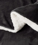 Teddy Sherpa Twin-Pack Standard Pillowcases - Soft Reversible Velvet & Sherpa Cushion Covers - Machine Washable with Zipper Closure -  48x73cm - Charcoal - Close-Up Angle