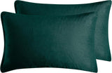 Teddy Sherpa Twin-Pack Standard Pillowcases - Soft Reversible Velvet & Sherpa Cushion Covers - Machine Washable with Zipper Closure -  48x73cm - Emerald Green - Front View