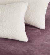 Teddy Sherpa Twin-Pack Standard Pillowcases - Soft Reversible Velvet & Sherpa Cushion Covers - Machine Washable with Zipper Closure -  48x73cm - Mauve - Top-Down View